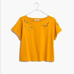 Madewell butterfly embroidered eyelet boxy tee